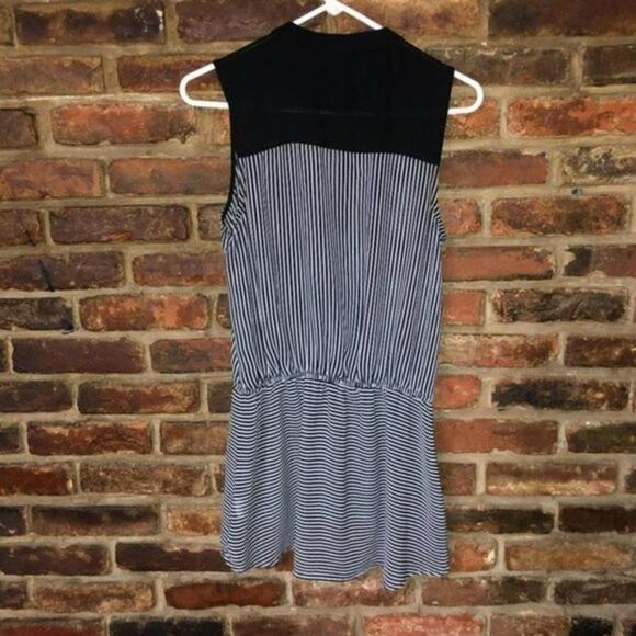 Bobeau Black & White Striped Half-Button High Low Tunic Top Women's Size Medium - Picture 5 of 7